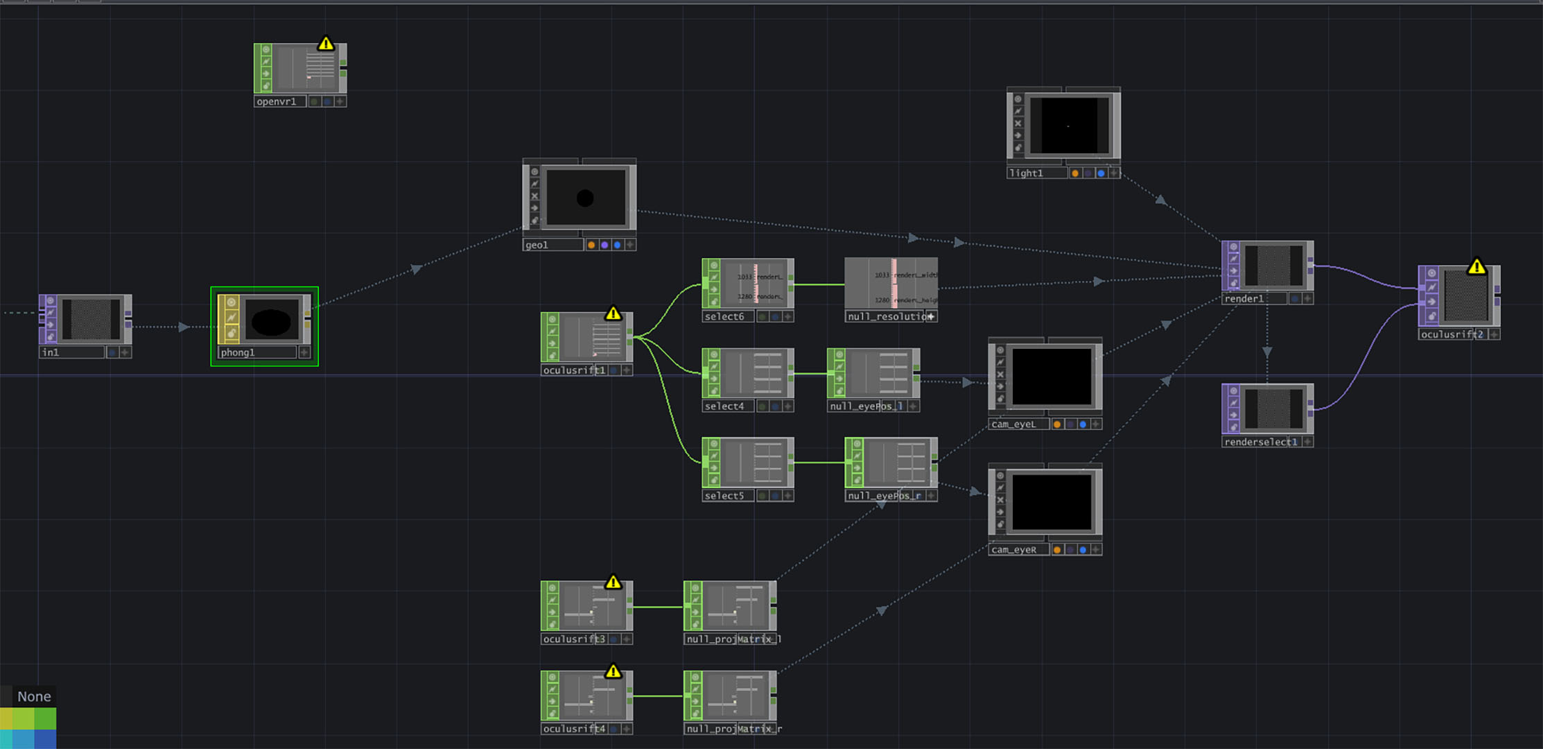 Interfaccia TouchDesigner - Container VR